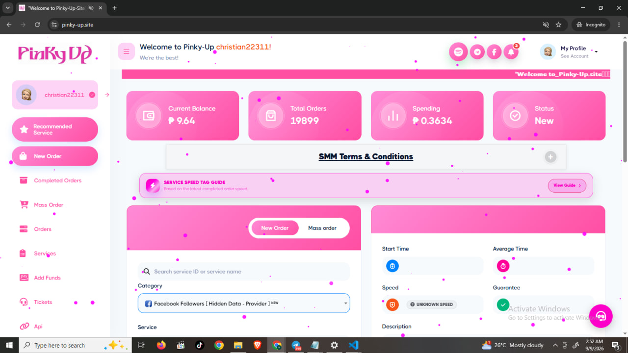 Pink social media growth illustration